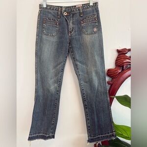 Vintage Y2K Low Rise Bootcut Guess Jeans Distressed Hem